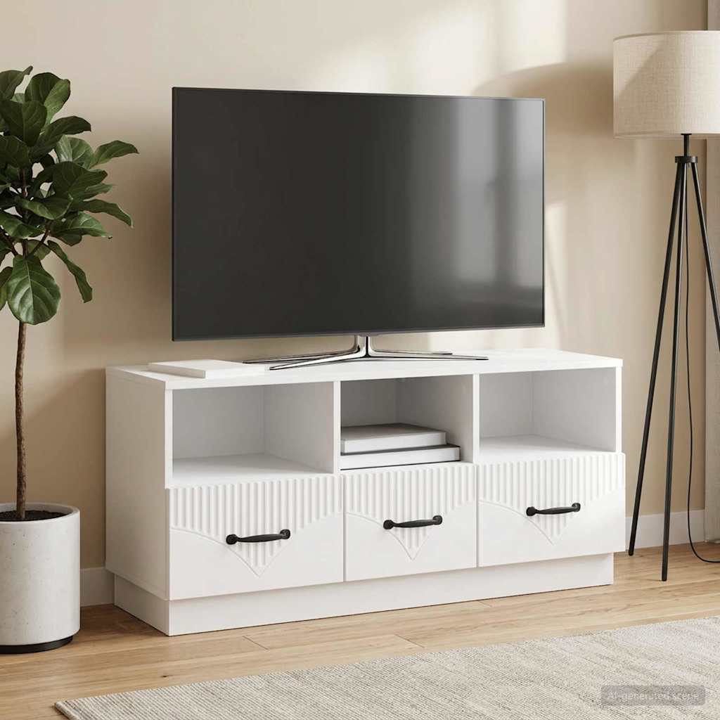 Mobile TV Bianco Lucido 102 x 34,5 x 47 cm Legno ingegnerizzato