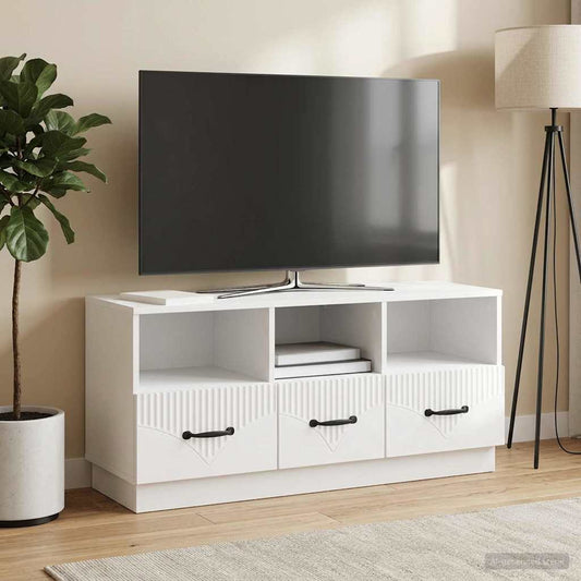Mobile TV Bianco Lucido 102 x 34,5 x 47 cm Legno ingegnerizzato