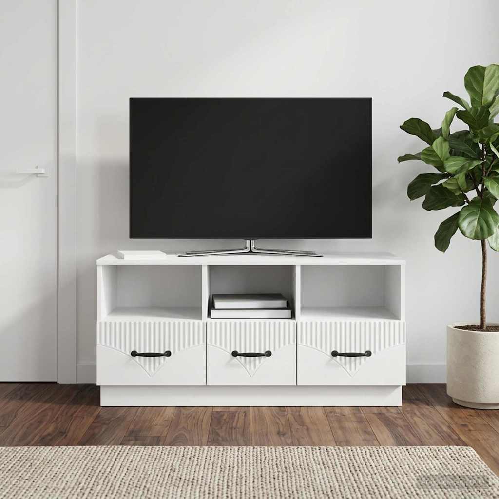 Mobile TV Bianco Lucido 102 x 34,5 x 47 cm Legno ingegnerizzato