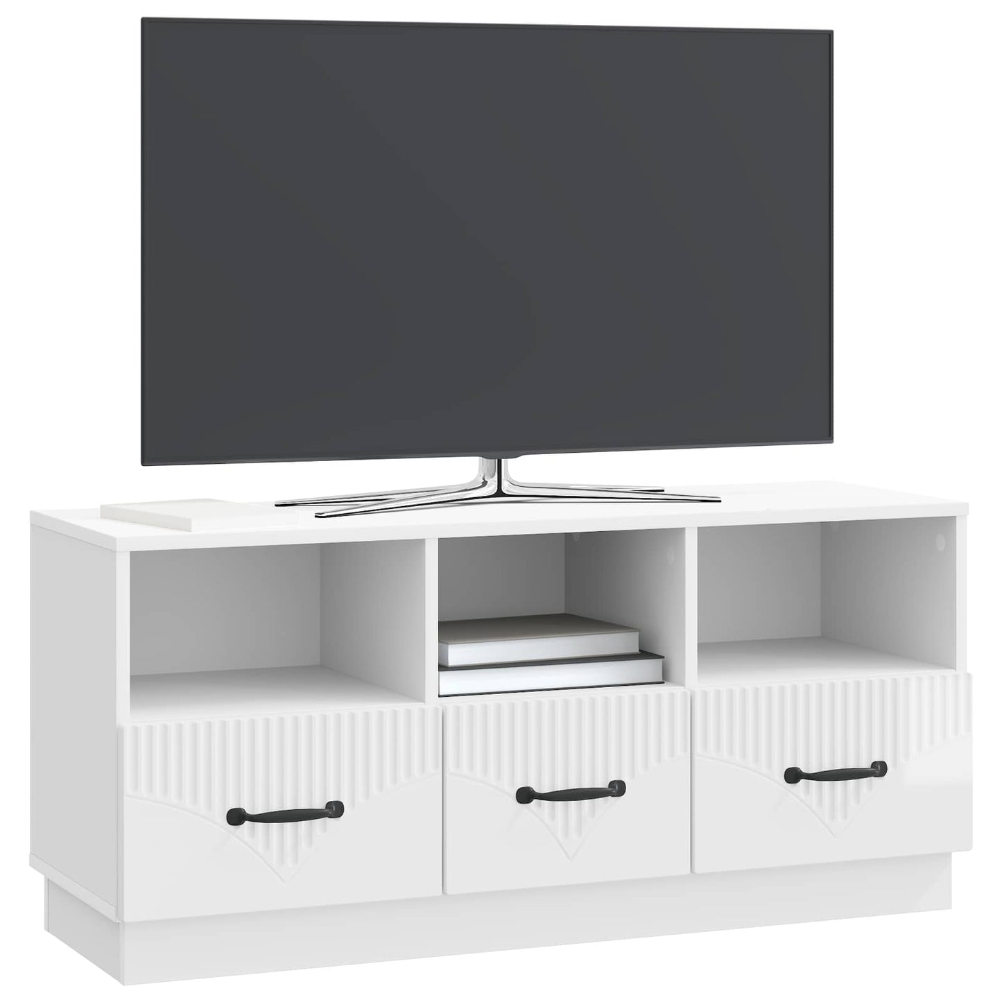 Mobile TV Bianco Lucido 102 x 34,5 x 47 cm Legno ingegnerizzato | homemem39