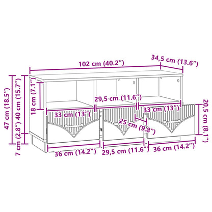 Mobile TV con cassetto Rovere Artigianale 102 x 34,5 x 47 cm | homemem39
