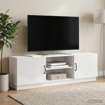 Mobile TV Bianco Lucido 150 x 31 x 47 cm Legno ingegnerizzato