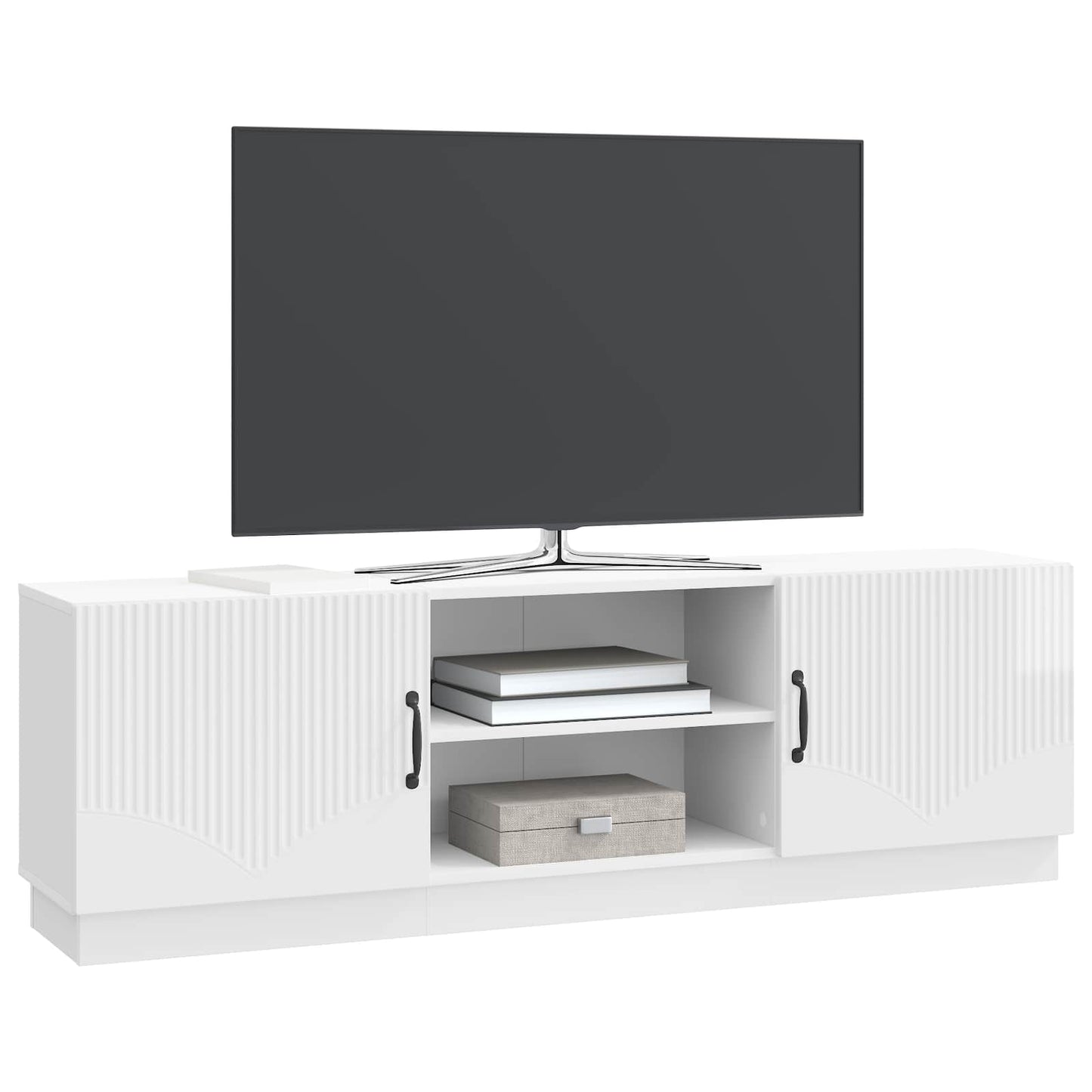 Mobile TV Bianco Lucido 150 x 31 x 47 cm Legno ingegnerizzato