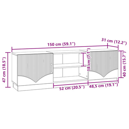 Mobile TV Bianco Lucido 150 x 31 x 47 cm Legno ingegnerizzato