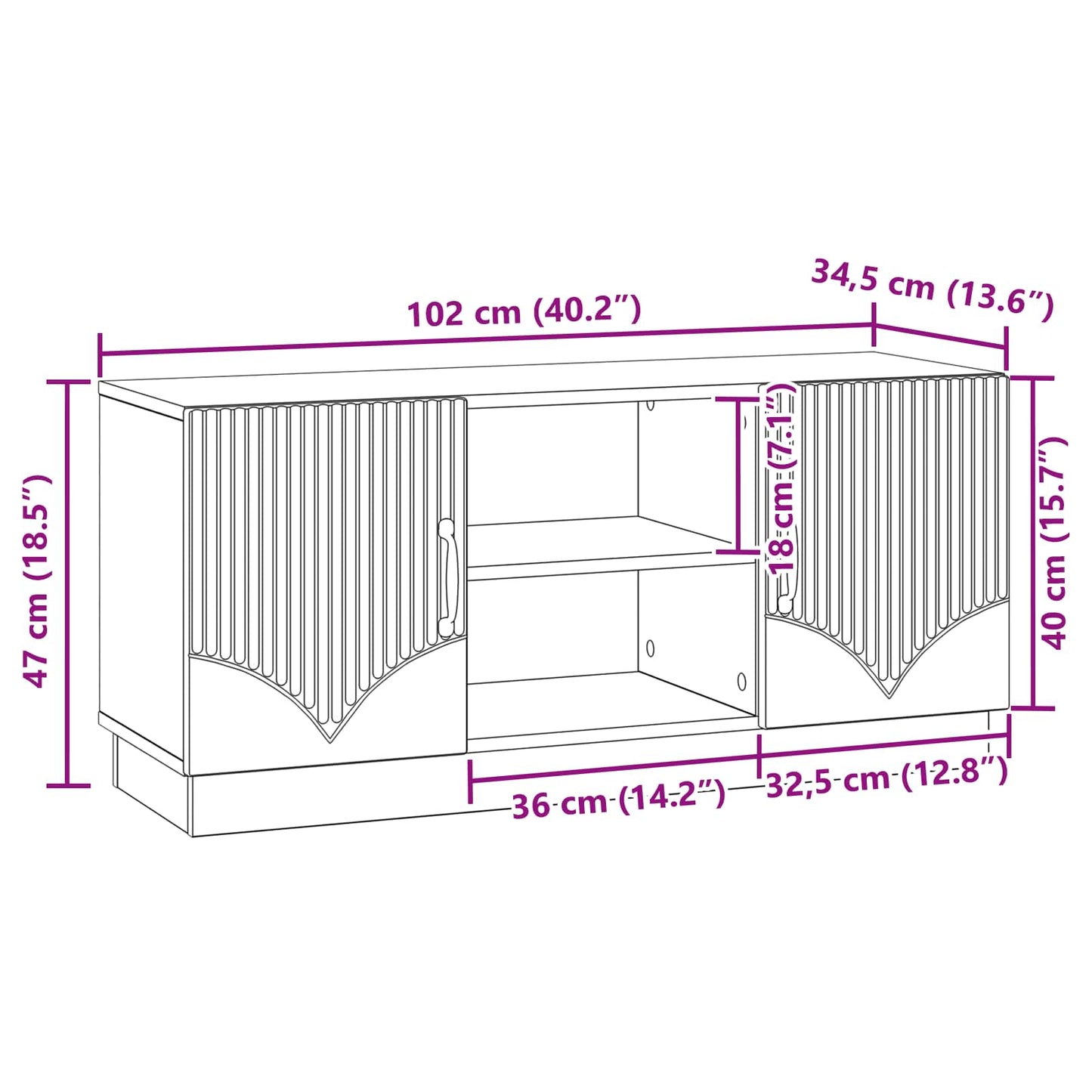 Mobile TV Rovere Sonoma 102 x 34,5 x 47 cm Legno ingegnerizzato | homemem39