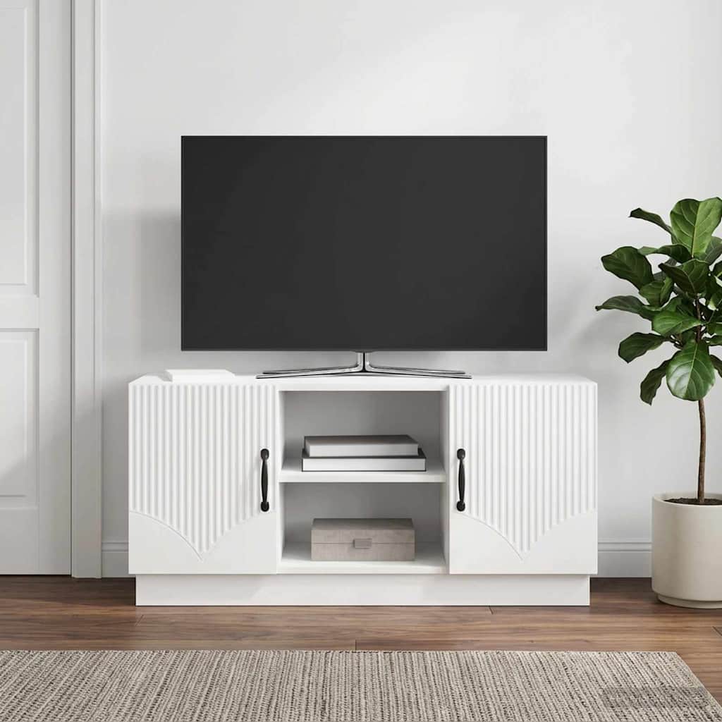Mobile TV Bianco Lucido 102 x 34,5 x 47 cm Legno ingegnerizzato