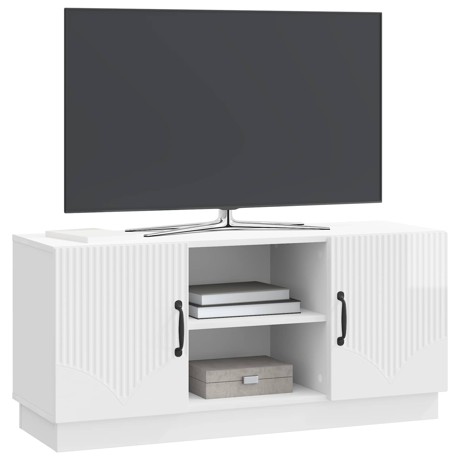 Mobile TV Bianco Lucido 102 x 34,5 x 47 cm Legno ingegnerizzato | homemem39