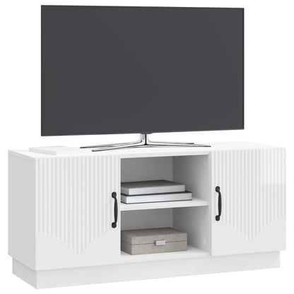 Mobile TV Bianco Lucido 102 x 34,5 x 47 cm Legno ingegnerizzato | homemem39