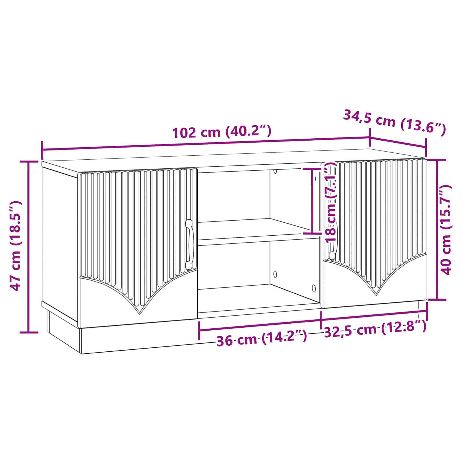 Mobile TV Rovere Artigianale 102 x 34,5 x 47 cm | homemem39