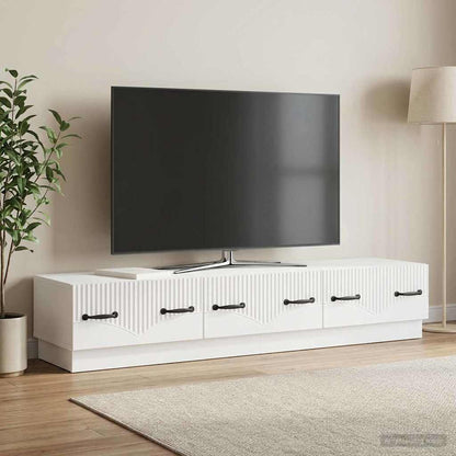 Mobile TV Bianco Lucido 147 x 34,5 x 27 cm Legno ingegnerizzato