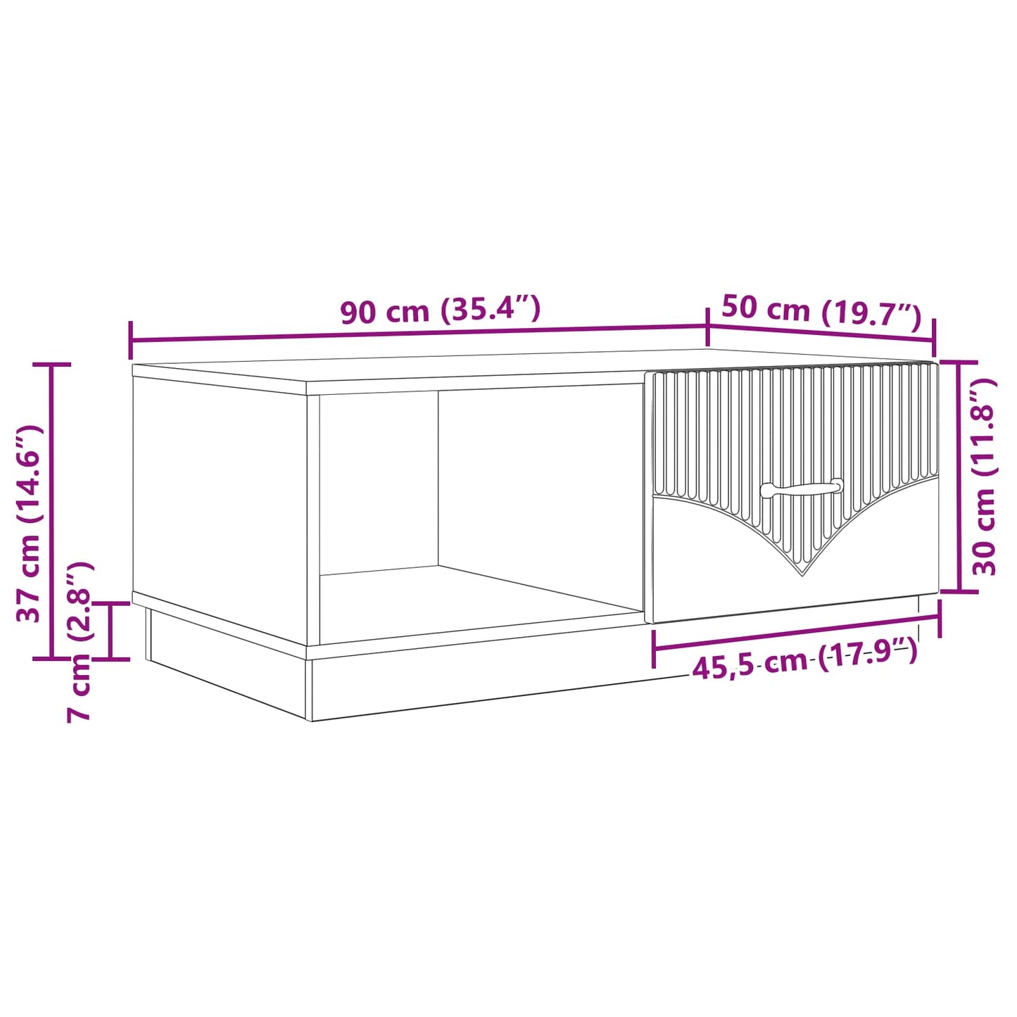 Tavolino da salotto Nero 90 x 50 x 37 cm Legno ingegnerizzato | homemem39