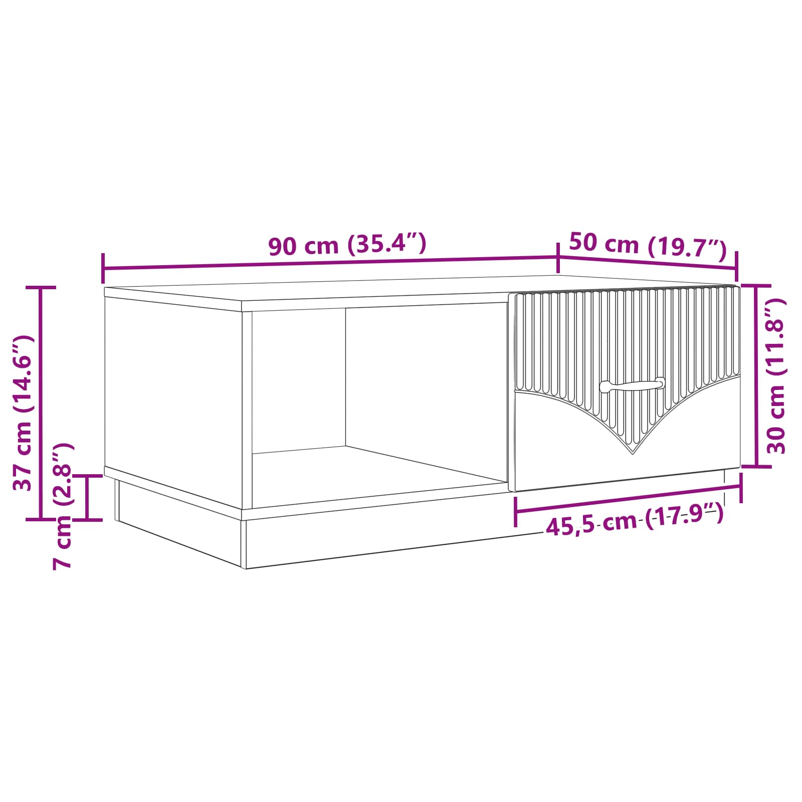 Tavolino da salotto Grigio Sonoma 90 x 50 x 37 cm | homemem39