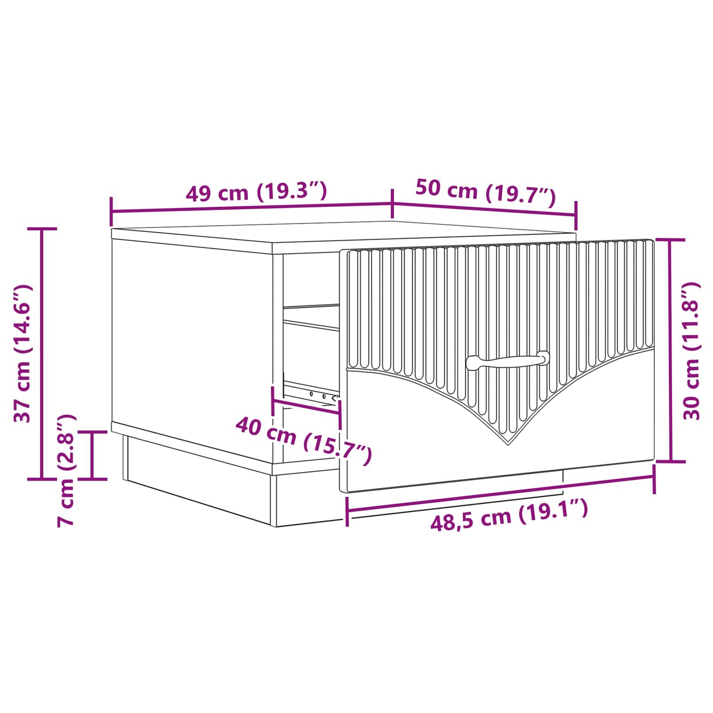 Tavolino da salotto con cassetto Rovere Sonoma 49 x 50 x 37 cm | homemem39