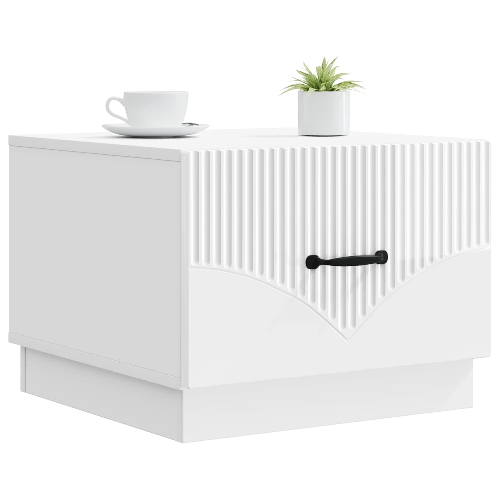 Tavolino da salotto con cassetto Bianco Lucido 49 x 50 x 37 cm | homemem39