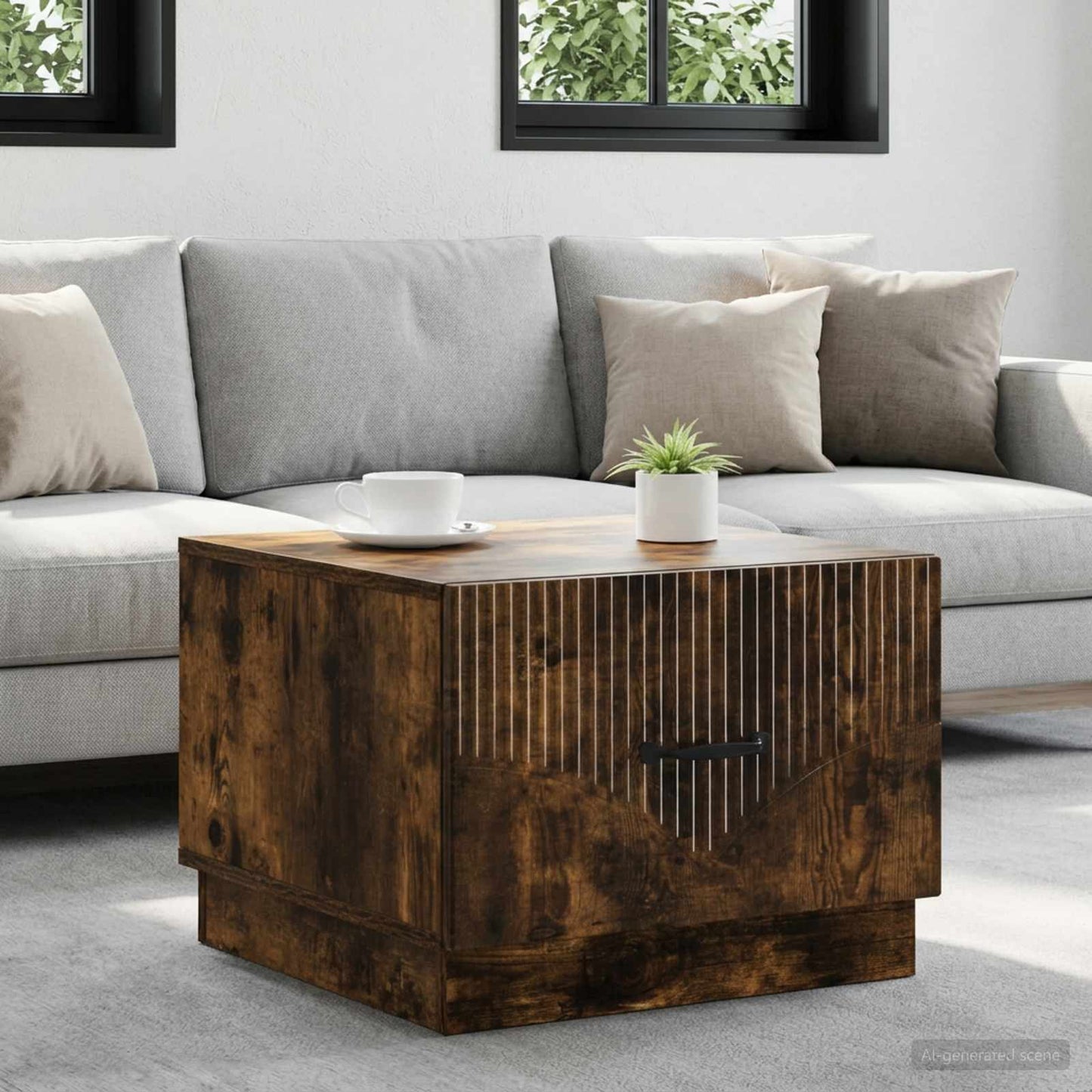 Tavolino da salotto con cassetto Rovere Fumo 49 x 50 x 37 cm