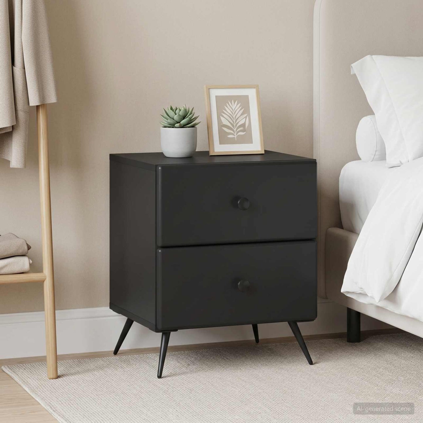Armadio da Notte con cassetto 2 pcs Nero 43 x 34,5 x 47,5 cm