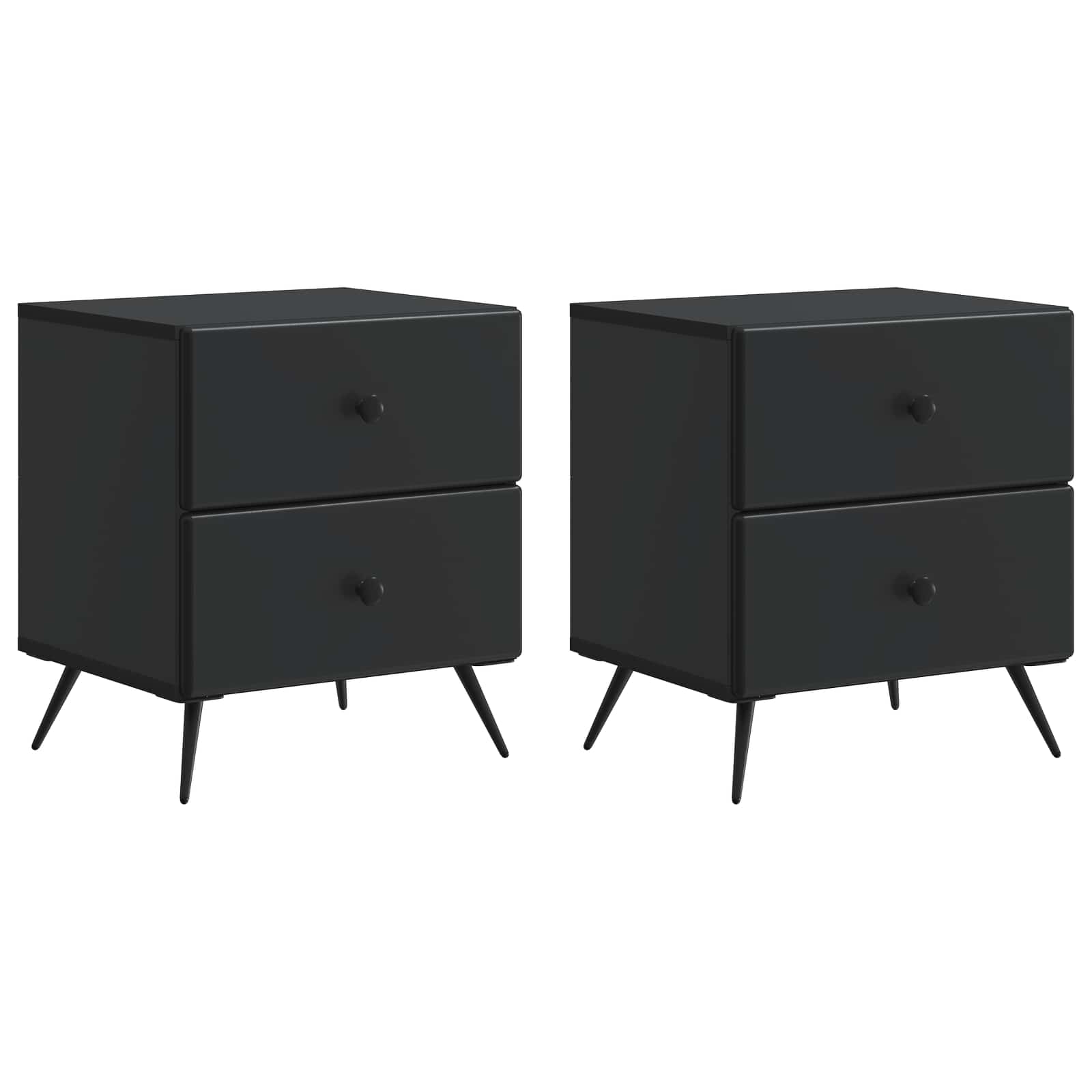 Armadio da Notte con cassetto 2 pcs Nero 43 x 34,5 x 47,5 cm | homemem39