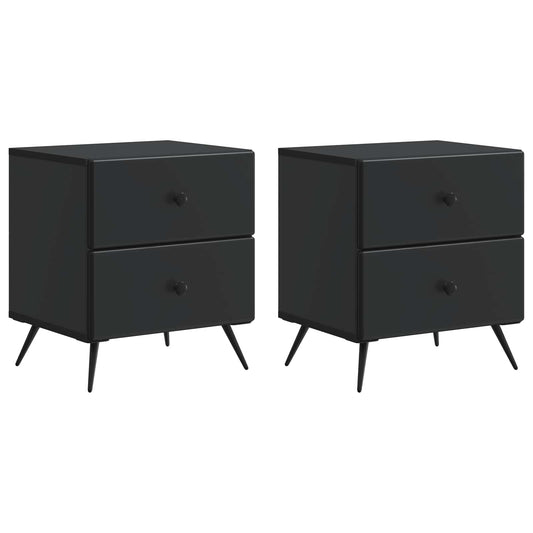 Armadio da Notte con cassetto 2 pcs Nero 43 x 34,5 x 47,5 cm | homemem39