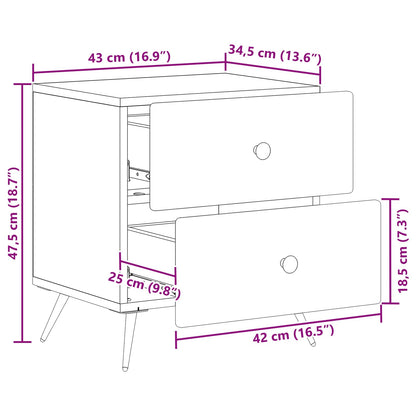 Armadio da Notte 2 pcs Rovere Sonoma 43 x 34,5 x 47,5 cm | homemem39
