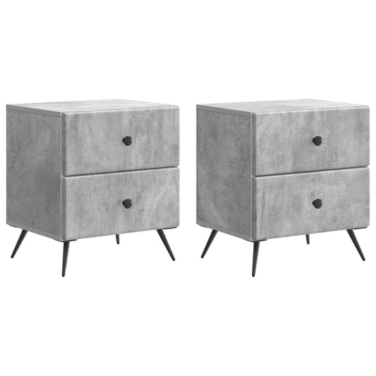 Armadio da Notte 2 pcs Grigio Cemento 43 x 34,5 x 47,5 cm