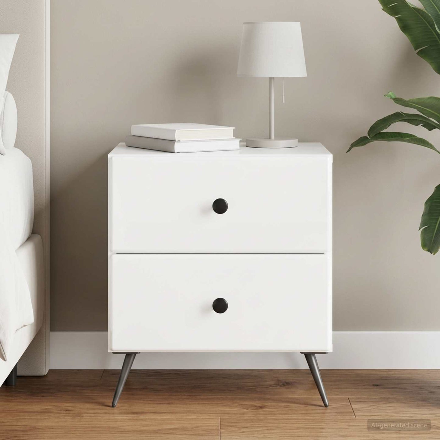 Armadio da Notte con cassetto Bianco Lucido 43 x 34,5 x 47,5 cm