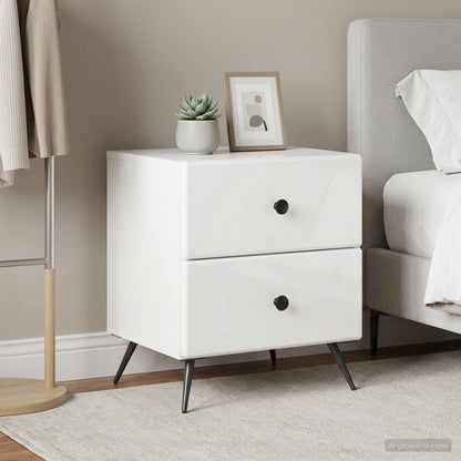 Armadio da Notte 2 pcs Bianco Lucido 43 x 34,5 x 47,5 cm