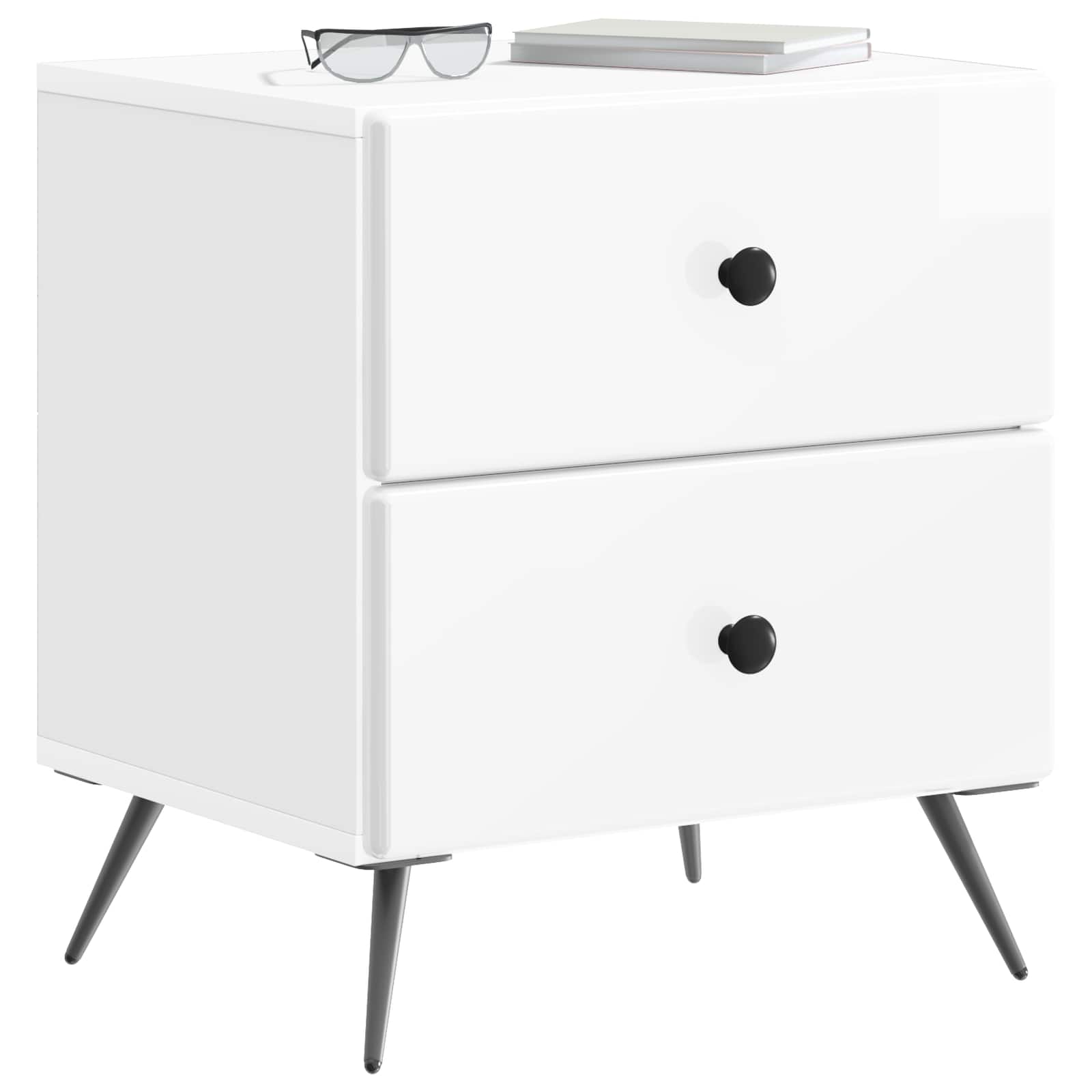 Armadio da Notte 2 pcs Bianco Lucido 43 x 34,5 x 47,5 cm | homemem39