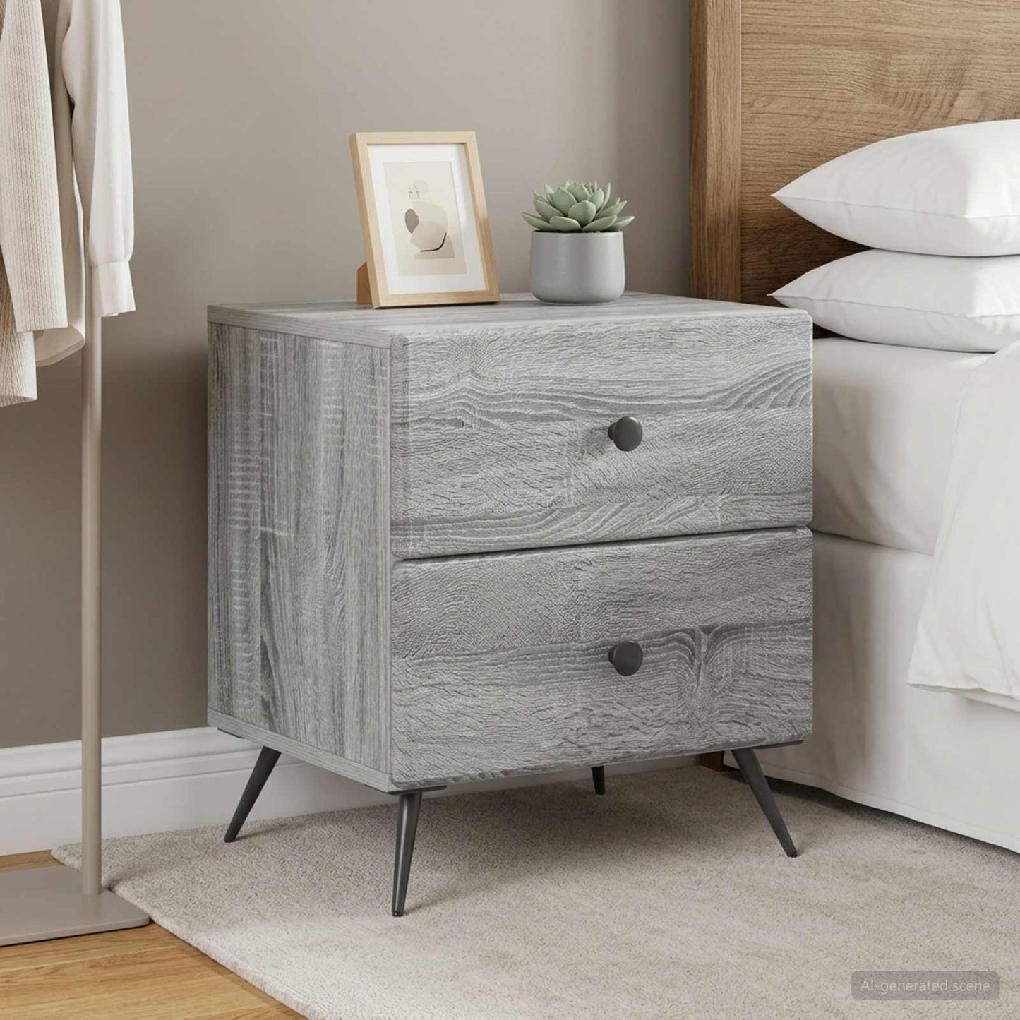 Armadio da Notte 2 pcs Grigio Sonoma 43 x 34,5 x 47,5 cm
