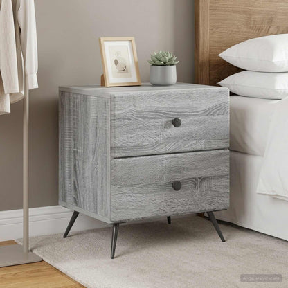 Armadio da Notte 2 pcs Grigio Sonoma 43 x 34,5 x 47,5 cm