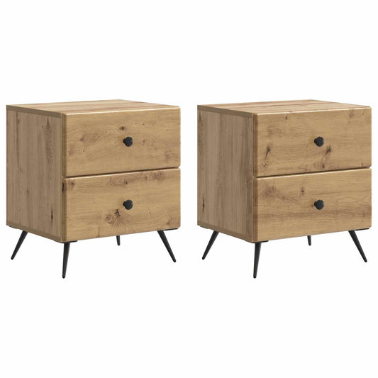 Armadio da Notte 2 pcs Rovere Artigianale 43 x 34,5 x 47,5 cm