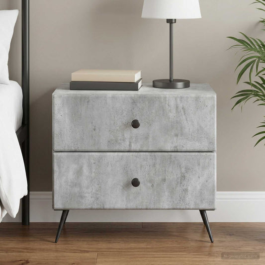 Armadio da Notte Grigio Cemento 62 x 34,5 x 47,5 cm