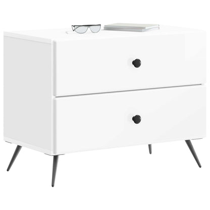 Armadio da Notte con cassetto Bianco Lucido 62 x 34,5 x 47,5 cm