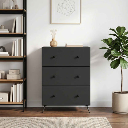 Mobile con Cassetti Nero 66 x 34,5 x 90 cm Legno ingegnerizzato