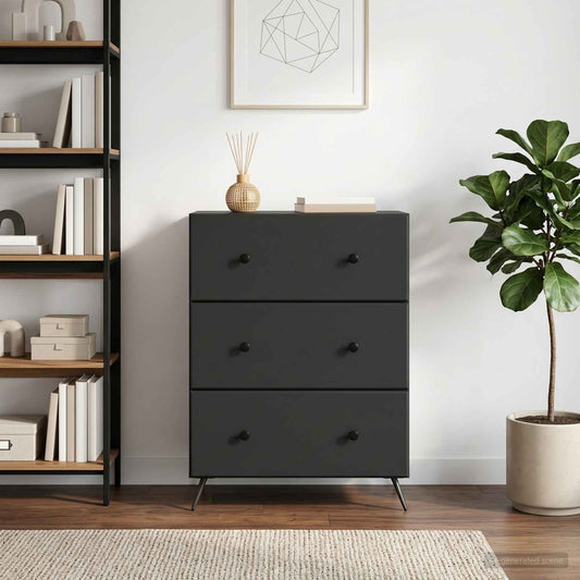 Mobile con Cassetti 66 x 34,5 x 90 cm Legno ingegnerizzato Nero