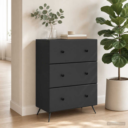 Mobile con Cassetti Nero 66 x 34,5 x 90 cm Legno ingegnerizzato