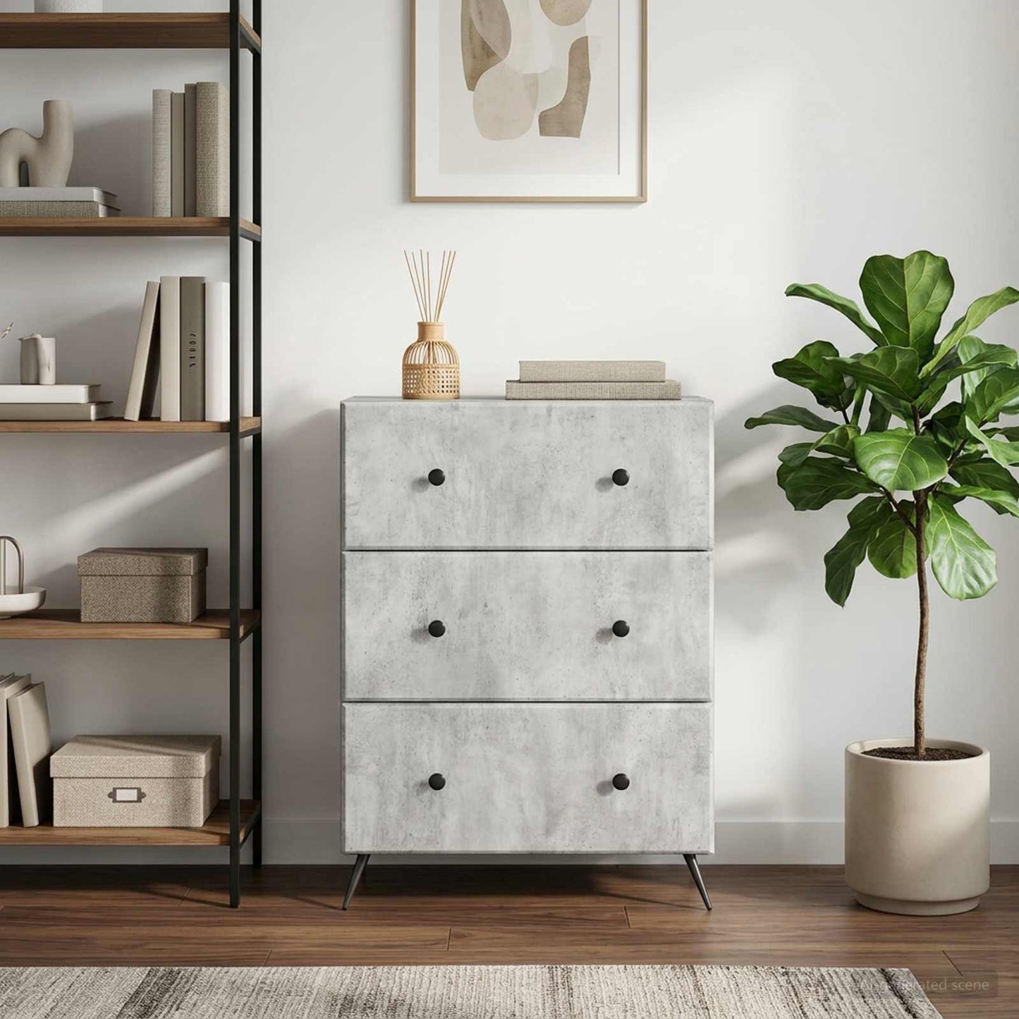 Mobile con Cassetti Grigio Cemento 66 x 34,5 x 90 cm