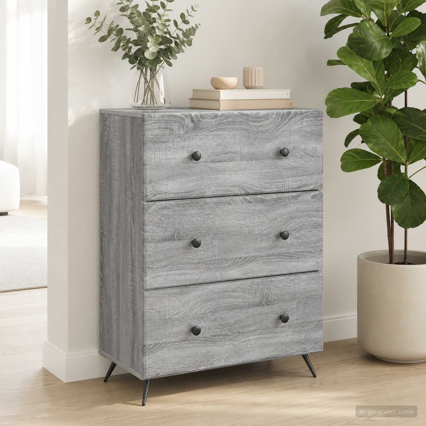 Mobile con Cassetti Grigio Sonoma 66 x 34,5 x 90 cm