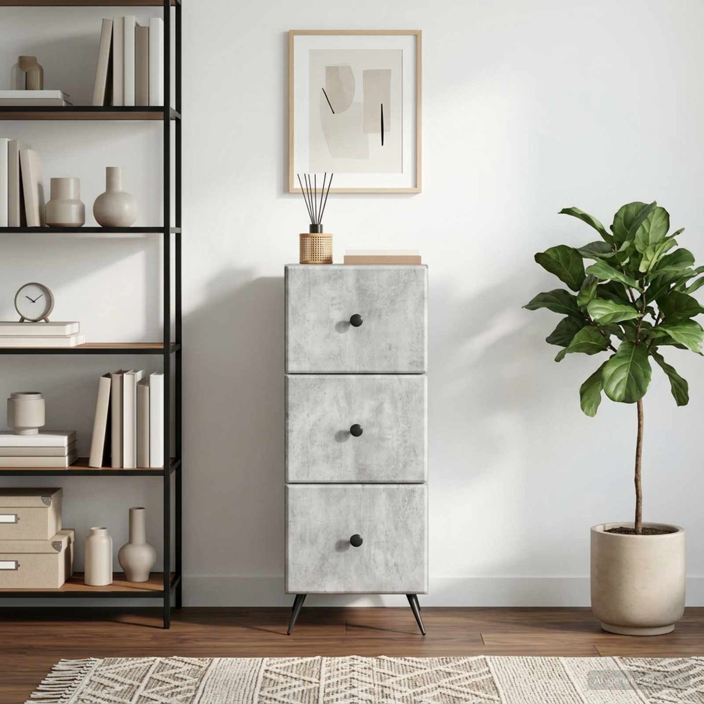 Mobile con Cassetti Grigio Cemento 33 x 34,5 x 90 cm