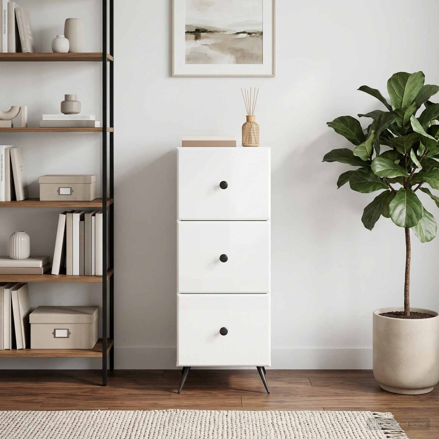 Mobile con Cassetti Bianco Lucido 33 x 34,5 x 90 cm