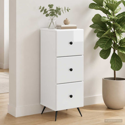 Mobile con Cassetti Bianco Lucido 33 x 34,5 x 90 cm