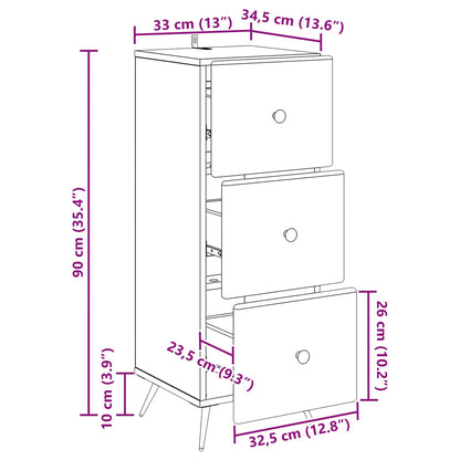 Mobile con Cassetti Rovere Artigianale 33 x 34,5 x 90 cm | homemem39