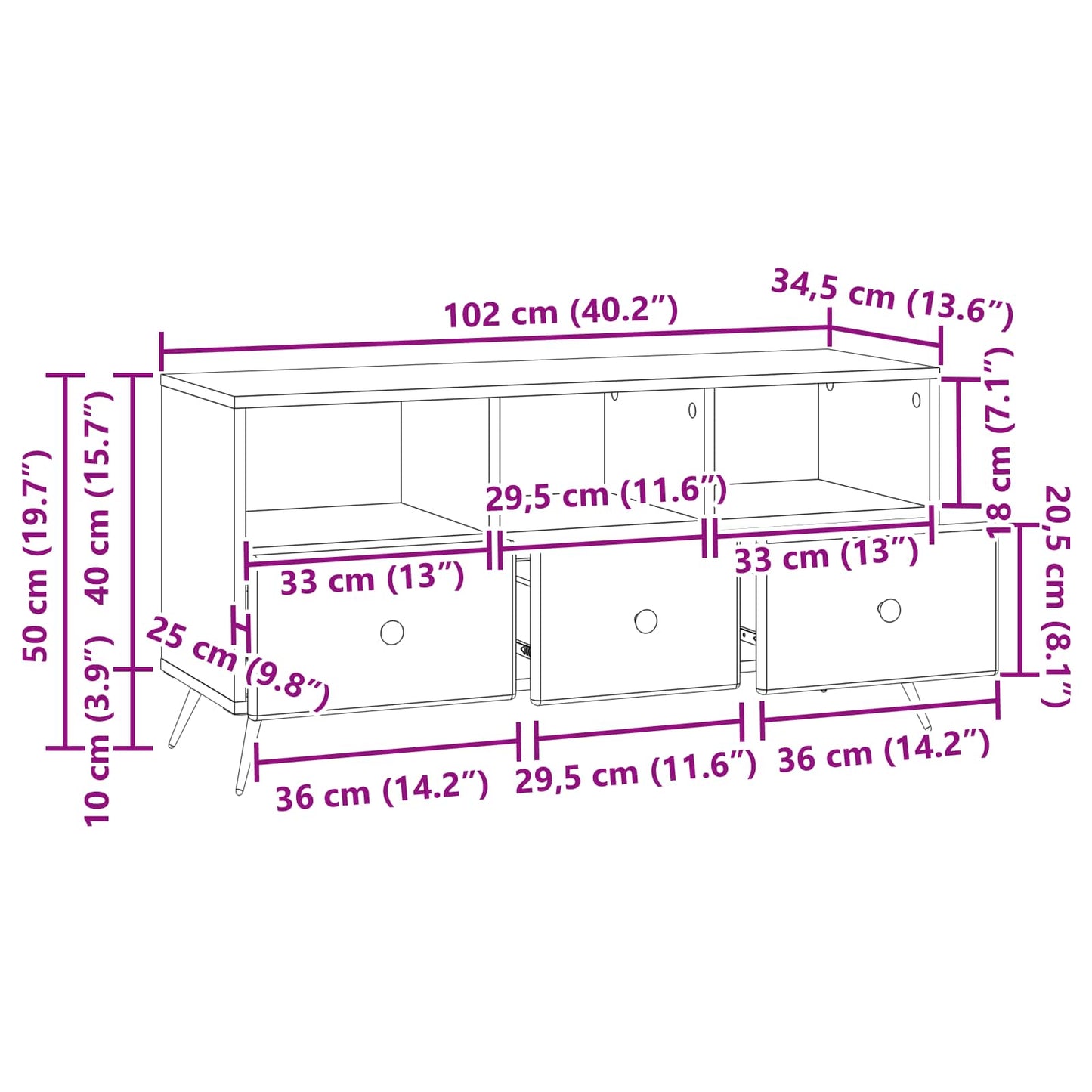 Mobile TV Nero 102 x 34,5 x 50 cm Legno ingegnerizzato | homemem39