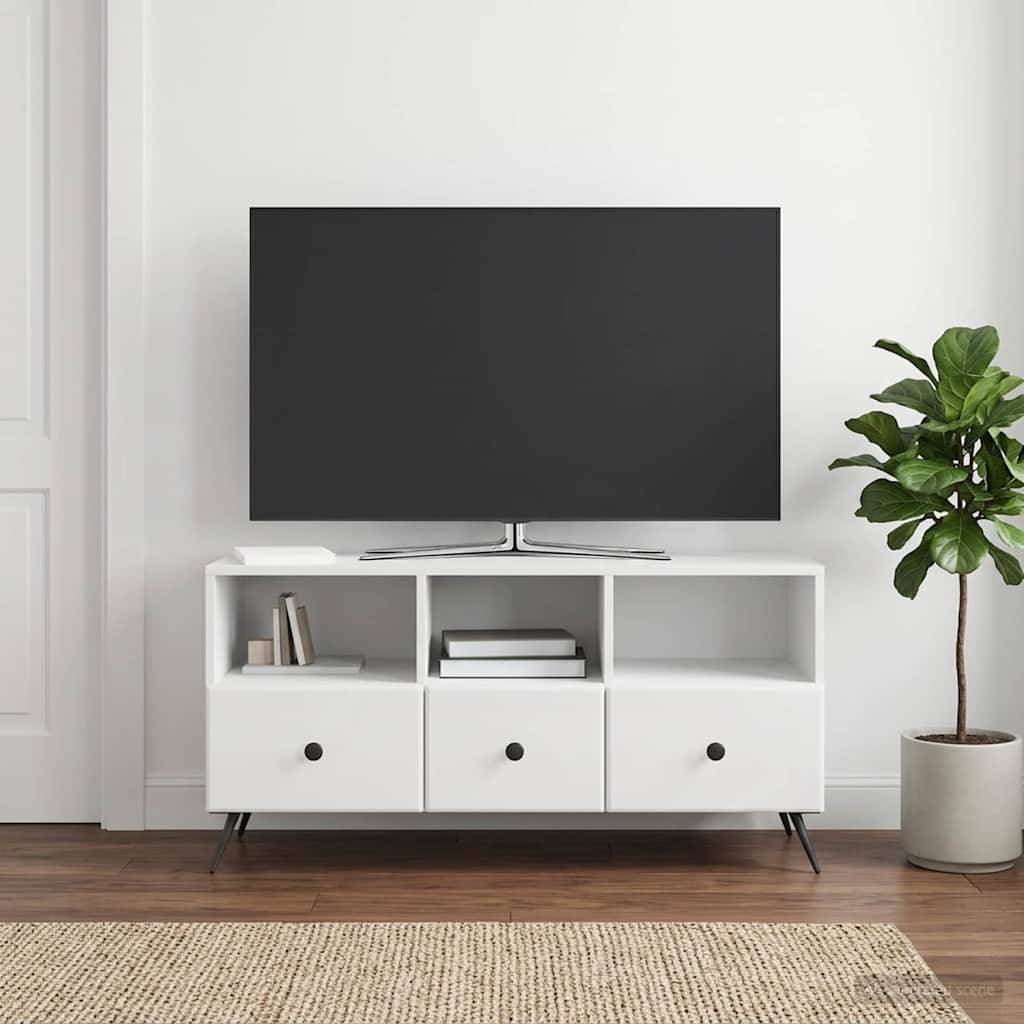 Mobile TV Bianco Lucido 102 x 34,5 x 50 cm Legno ingegnerizzato