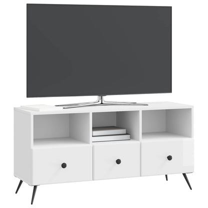 Mobile TV Bianco Lucido 102 x 34,5 x 50 cm Legno ingegnerizzato