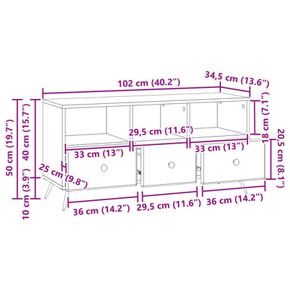 Mobile TV Grigio Sonoma 102 x 34,5 x 50 cm Legno ingegnerizzato | homemem39