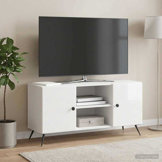Mobile TV Bianco Lucido 102 x 34,5 x 50 cm Legno ingegnerizzato