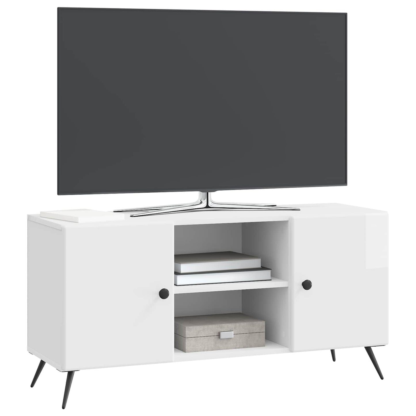 Mobile TV Bianco Lucido 102 x 34,5 x 50 cm Legno ingegnerizzato | homemem39
