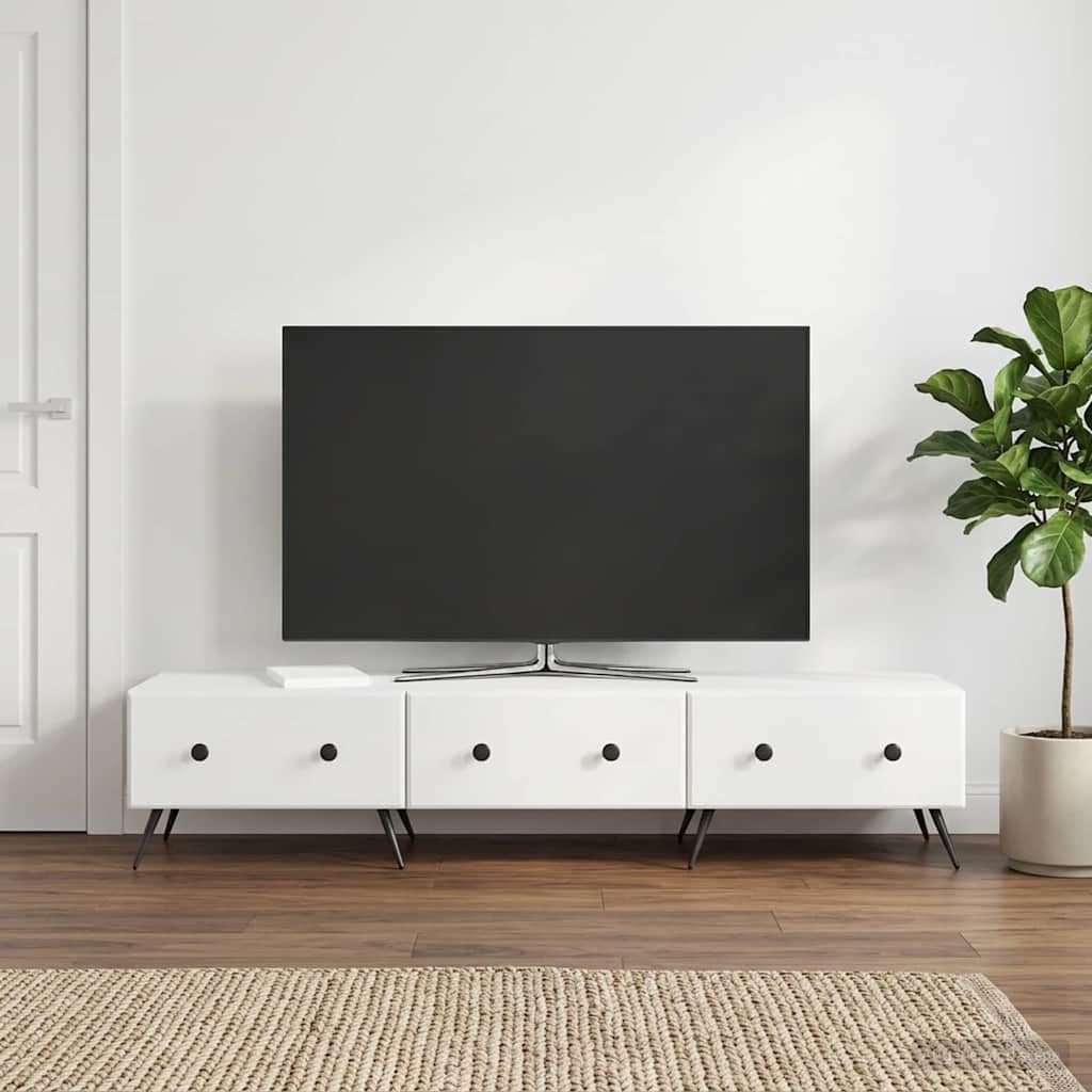 Mobile TV Bianco Lucido 147 x 34,5 x 30 cm Legno ingegnerizzato