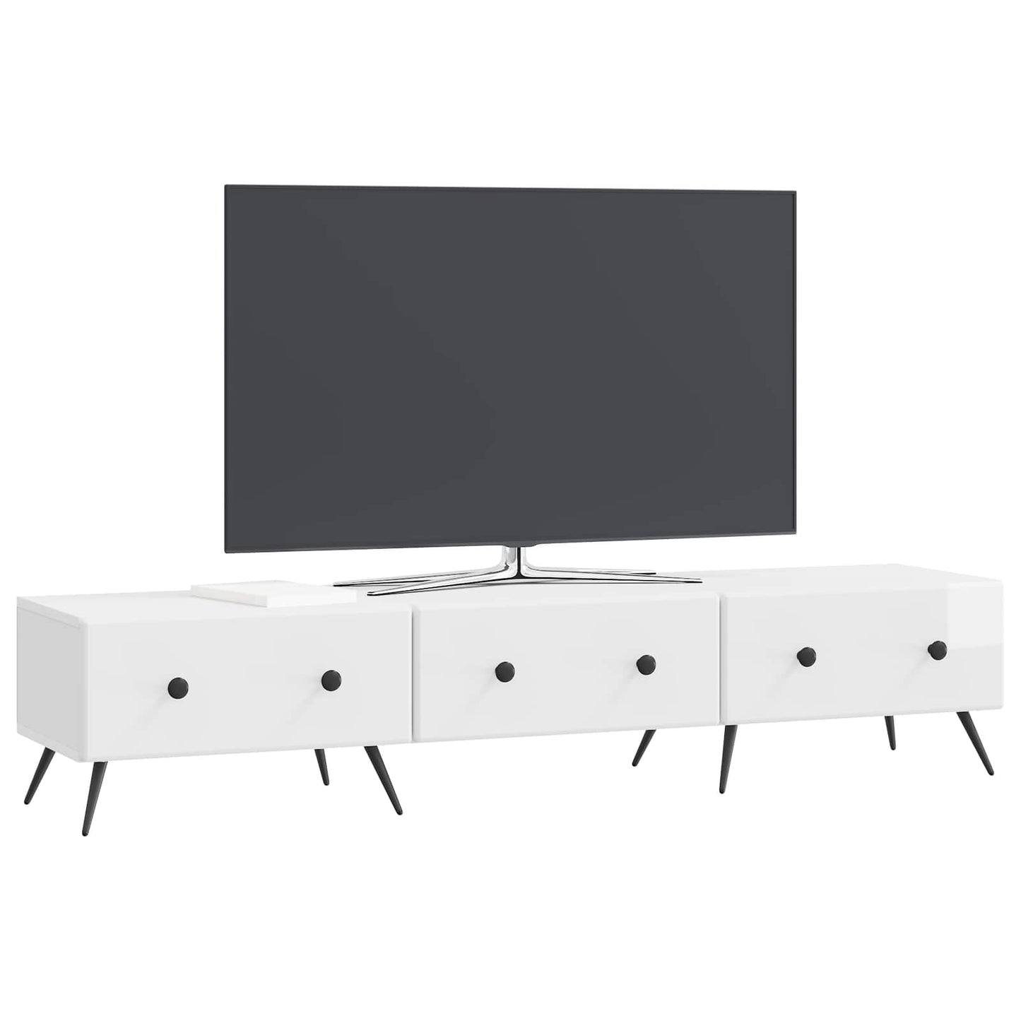 Mobile TV Bianco Lucido 147 x 34,5 x 30 cm Legno ingegnerizzato