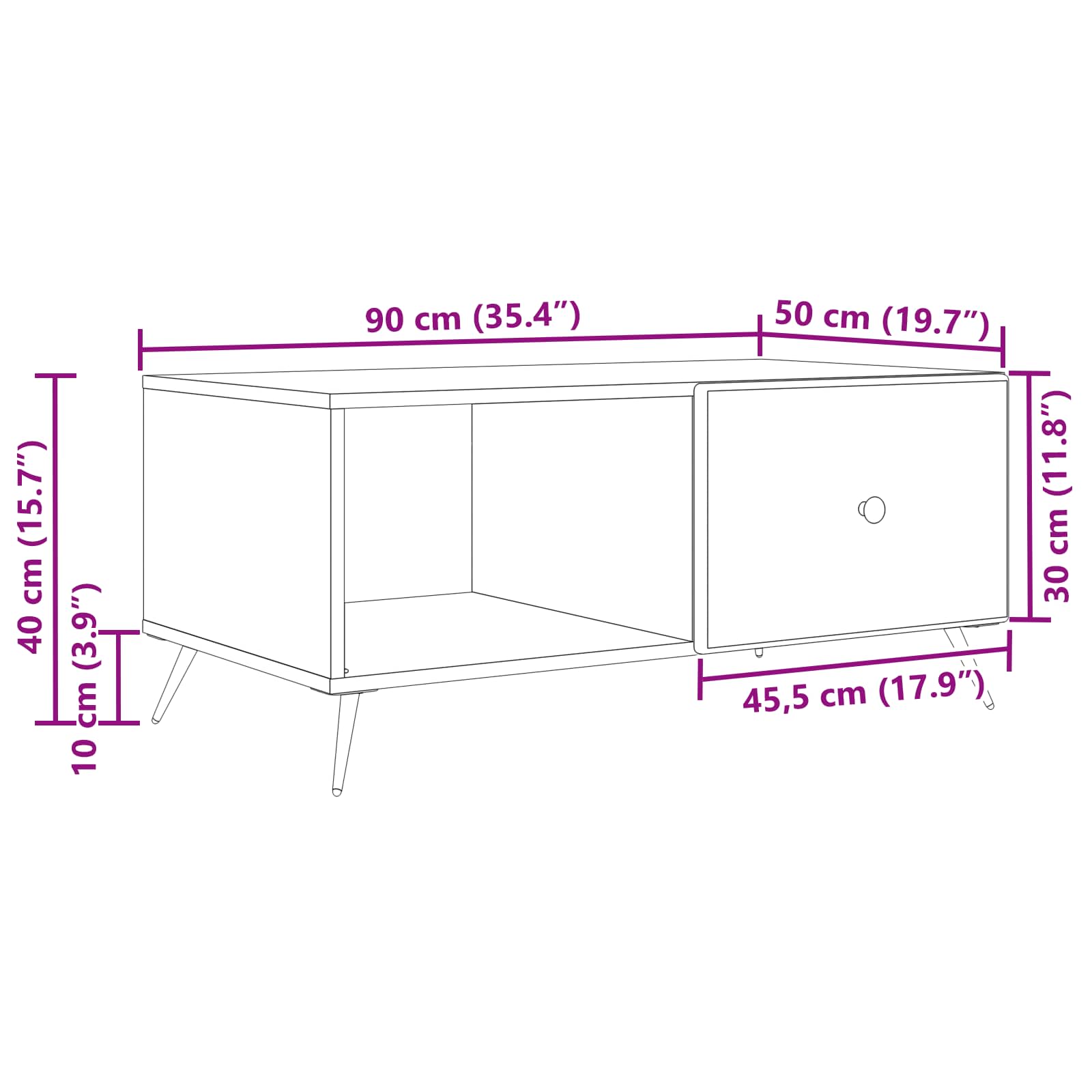 Tavolino da salotto Rovere Sonoma 90 x 50 x 40 cm | homemem39